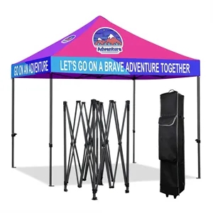 10'x10' Heavy Duty Steel Pop Up Canopy Tent With Sublimation