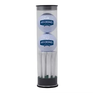 Two Golf Balls & Golf Tees Tube