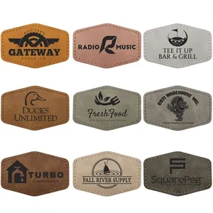 3" x 2" Creekside Leatherette Hexagonal Patch with Adhesive
