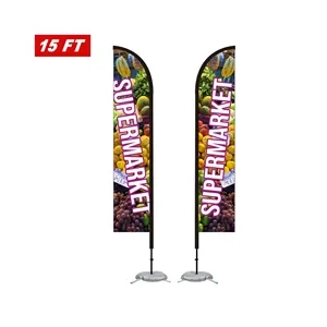 15' Double Sided Feather Flag Kit W/ Cross Base & Water Bag