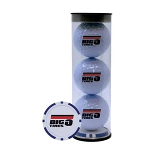 Golf Balls Tube with Poker Chip Ball Marker