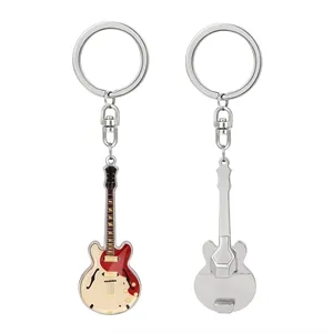 Guitar Shaped Zinc Alloy Bottle Opener Keychain