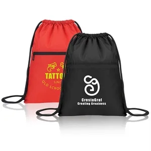 Waterproof Drawstring Gym Bag With Front Pocket
