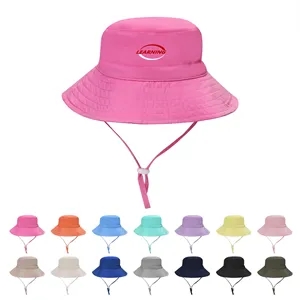 Kids Wide Brim Bucket Hat With Adjustable Strap