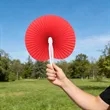 Round Foldable Handheld Paper Fan W/ Plastic Handle | https://www.bestnamebadges.com