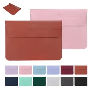 13" Pu Leather Laptop Sleeve With Foldable Stand