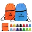 Large Polyester Drawstring Backpack W/Front Zipper Pocket | https://www.bestnamebadges.com