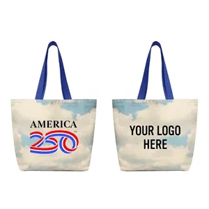 America250™ 14 Oz. Recycled Canvas Tote Bag | https://www.bestnamebadges.com