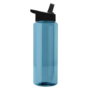 Garyline® Slim Fit RPET Bottle with Flip-Straw Lid - 32 oz. | https://www.bestnamebadges.com