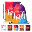 14" X 17" Dye Sublimated Polyester Drawstring Backpack | https://www.bestnamebadges.com