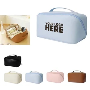 Travel Makeup Bag,Pu Cosmetic Bag With Handle