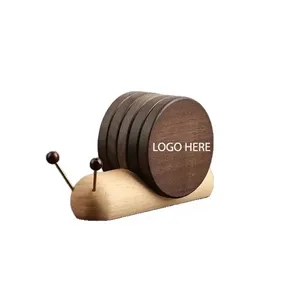 Funny Cute Snail Wooden Coasters for Drinks | https://www.bestnamebadges.com