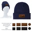 Fleece Lined Cuffed Beanie With Customized Leather Patch | https://www.bestnamebadges.com