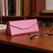 Triangle Foldable Leather Glasses Case W/ Magnetic Closure | https://www.bestnamebadges.com