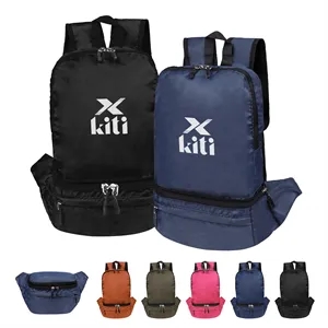 2 In 1 Lightweight Foldable Hiking Backpack Fanny Pack