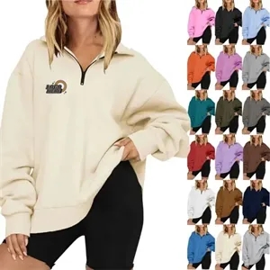 Cozy Half-Zip Fleece Pullover With Long Sleeves