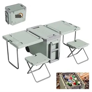 32 Qt Wheeled Camp Cooler With Convertible Table & Seats