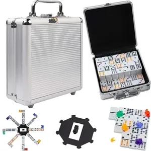Portable Aluminum Mexican Train Dominoes Set