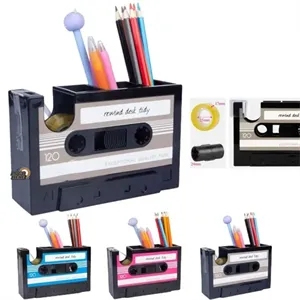 Retro Cassette Desk Organizer With Tape Dispenser
