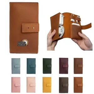 Premium Leather Tech Organizer Travel Case