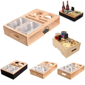 Bamboo Clip-On Couch Caddy With Snack Tray