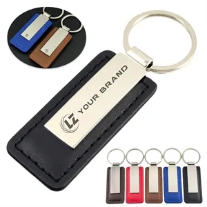 Leather & Metal Custom Engraved Keychain Corporate Gifts