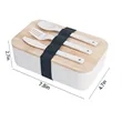 Bamboo Lid Straw Bento Box Set With Tableware | https://www.bestnamebadges.com