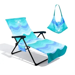 Custom Microfiber Beach Lounge Chair Cover With Pocket