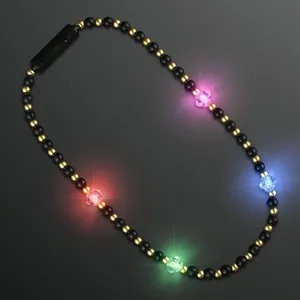 Novelty Pearl Black and Gold Beads Light Up Short Necklace