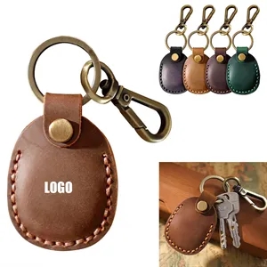 Leather Airtag Holder Keychain