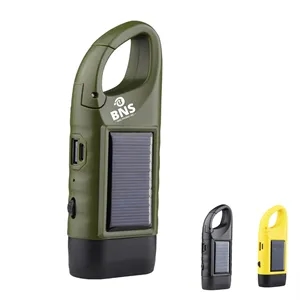 Solar Hand Crank Emergency Flashlight with USB Charging