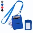 PU Leather ID Badge Holder Wallet With Lanyard | https://www.bestnamebadges.com