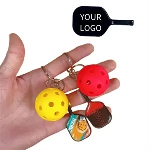 Mini Alloy Pickleball Keychain