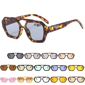 Retro Chic Double Bridge Aviator Sunglasses