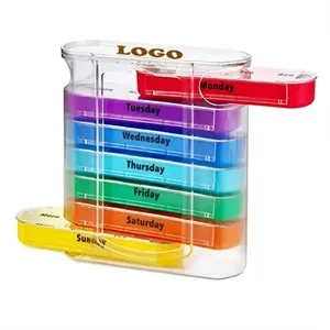 Rainbow 7-Day Pill Organizer With 28 Compartments