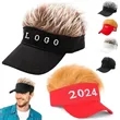 Blonde Wig Embroidered Cap With Red Bill | https://www.bestnamebadges.com