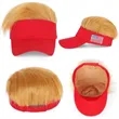 Blonde Wig Embroidered Cap With Red Bill | https://www.bestnamebadges.com
