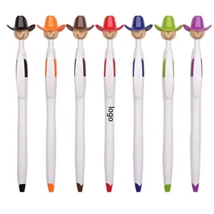 Novelty Cowboy Retractable Ballpoint Pens Hat Smile Pen
