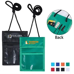 Clear Window Pouch Wallet Lanyard With Back Pen Holder