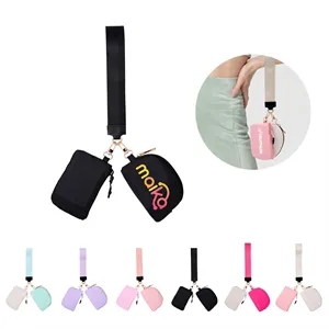 Wristlet Keychain Lanyard With Dual Pouches
