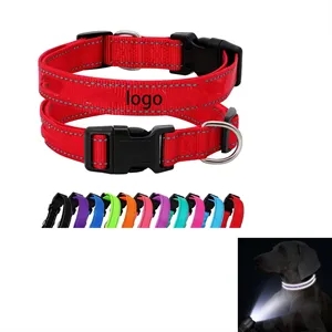 Reflective Pet Nylon Dog Collar With Quick Release Buckle 