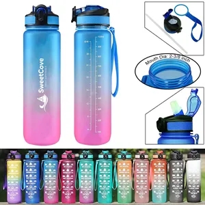 32oz Wide Mouth Water Bottle With Lid & Straw