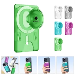 Magnetic Wallet Card Holder with Collapsible Phone Grip