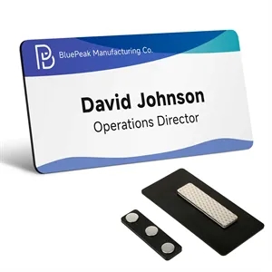 3" x 1.5" Custom Name Badge With Full Color Logo Printing
