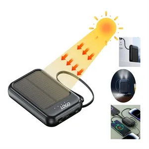 Custom Solar Power Bank with 4 Built-in Cables