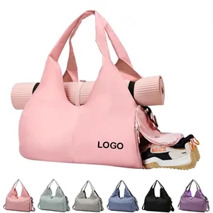 Gym Duffel Bag with Yoga Mat Holder and Shoe Compartment
