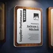 Reston Plaque - Walnut Finish/Silver | https://www.bestnamebadges.com