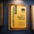 Reston Plaque - Walnut Finish/Gold | https://www.bestnamebadges.com