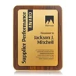 Reston Plaque - Walnut Finish/Gold | https://www.bestnamebadges.com