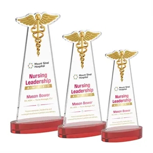 Caduceus VividPrint™ Award on Alberton Base - Red